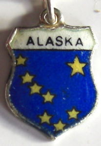 Alaska - State Flag - Vintage Enamel Travel Shield Charm